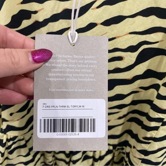 NWT Everlane The Poplin Summer Dress In Pale Yellow Tiger Stripe - Picture 4 of 6